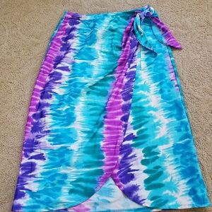 Vintage Made In USA Catalina Swim Sarong Size Small Adjustable Waist Tie Dye